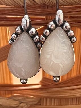 Brighton Silver and White Teardrop Floral Earrings